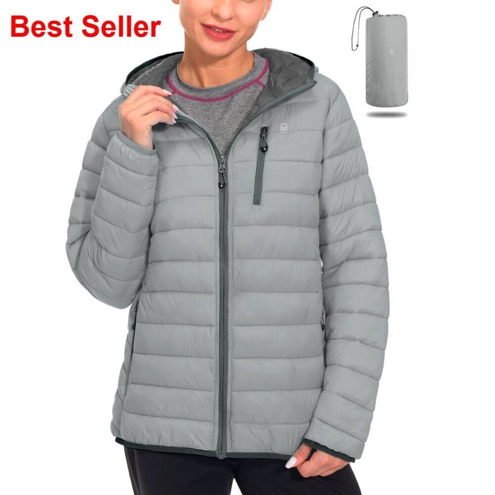 Packable Lightweight Puffer Jacket Hooded Windproof Winter Coat